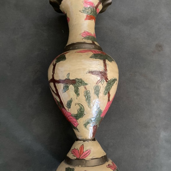 Hand Painted Enameled Brass Vase Made In India BrassEnamel Cloisonné - Picture 2 of 6
